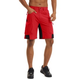CRYSULLY Men's Hiking Biking Shorts Outdoor Summer Mountain Climbing Shorts Red