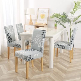 ZHILING Chair Covers Set of 4 Super Fit Stretch Removable Washable Dining Room Chair Protector Cover Seat Cover for Hotel, Dining Room, Ceremony, Banquet, Wedding Party (Leaf Style)