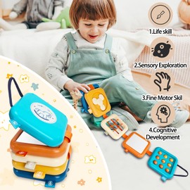 Baby Busy Board for 1 Year Old, Montessori Toys Toddler Toys Travel Activities Busy Cube Gifts Baby Boy Girl My First Montessori Busy Board