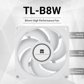Thermalright TL-B8W CPU Fan Computer Case Fan Quiet 4pin PWM PC Fan, 80mm Silent Cooler Fan, 2200RPM Speed, CPU Cooling fan(White)