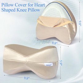 Zelimun Knee Pillow Cover 9.8" x9.8" x5.9", Leg Pillowcase Replacement, Contour Pillowcase for Heart Shaped Knee Pillow（Champagne）