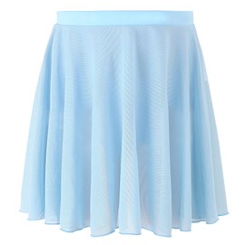 SPFASZEIV Ballet Skirt Pull On Ballet Skirts for Girls Kids Elastic Mesh Dance Ballerina Skirt Blue M