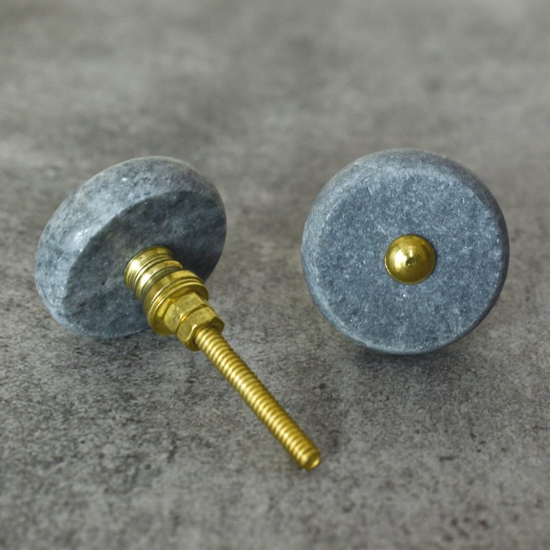 ARTISNO Round Marble Brass Knob, Modern Cabinet Knob, Decorative Hardware,