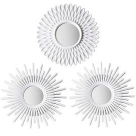 BONNYCO Wall Mirrors Pack of 3 Round White Mirrors for Home Decor, Bedroom & Room | Espejos Decorativos de Pared Sala Dormitorio | Circle Wall Decor Minimalist Vintage & Chic, Gifts for Women Mums