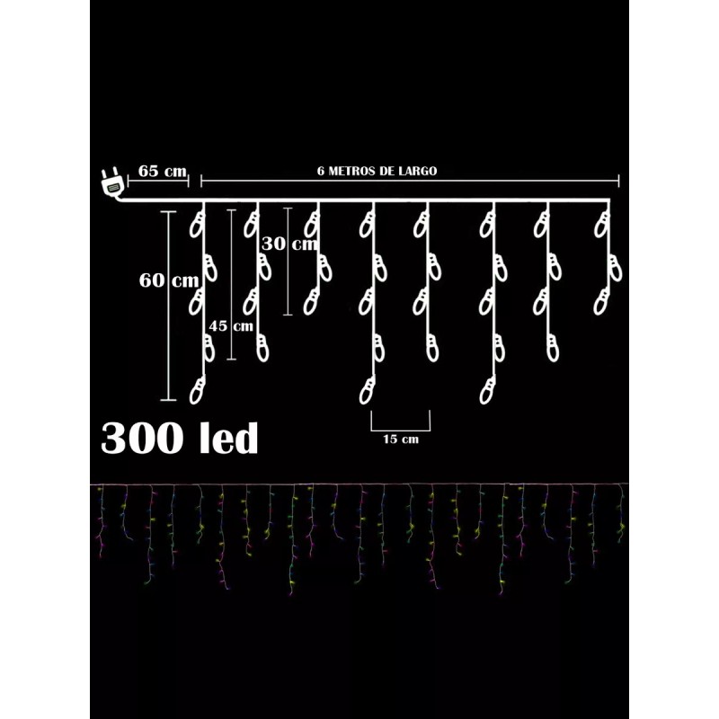 Haoming Cascada Led Navideña V8 300 Led Luces Serie Mágica