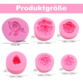 6 Stücke 3D Silikonform Blumen, Weich Silikonform Rose Blumenform, Rose Blume Fondant Silikon, Silikonformen Gießformen Blumen, DIY Kerzen Gießen Formen für Schokolade Handgemachte Herstellung