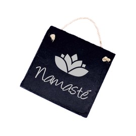 Namasté Lotus Sign Slate Engraved - Yoga Reiki Pilates Door Sign Slate 11 x 11 cm | Dekolando