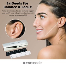 Ear Seeds: Stainless Steel Ear Seeds on Clear Invisible Tape - 160 Pieces - Acupressure Earseeds for Men and Women - Auriculotherapy Pellets Set - Clear Tape - Giftable Silver Foil Box