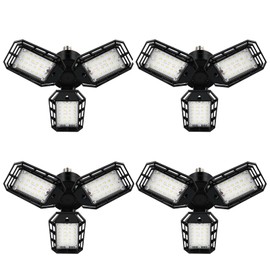 Aoretic LED Garage Lights Bulb 4 Pack -80W, 8000LM 6500K Led Shop Light with 3 Deformable Panels, Basement Barn Light Garage Ceiling Lights, E26/E27 for Garage, Warehouse, Shop, Basement