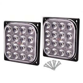 Biqing 2PCS Ultra-Thin Emergency Warning Lights Hi/Lo/Flashing 3Modes,Square 16LED Side Warning Light 12V 24V Side Signal Light Flashing Strobe Light Indicators for Truck Trailer Caravan Van(Red)