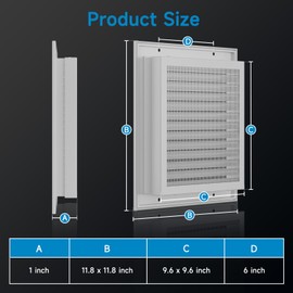 12" X 12" Gable Vents, Hon&Guan Aluminum Alloy Attic Vent for Houses Door Vents for Exterior Doors [Vent Opening: 10.5” x 10.5”], White