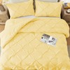 UNIKOME King Size Comforter Set Yellow - Lightweight Soft Pintuck