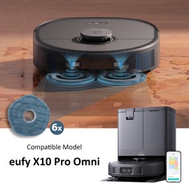 6 Pack eufy Mop Pads fit for eufy X10 Pro Omni Robot Vacuum Accessories,Replacement Parts Washing Mopping Pad Replacement Mop Pads
