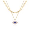 MEVECCO Layered Blue Evil Eyes Necklace Handmade 18k Gold Plated