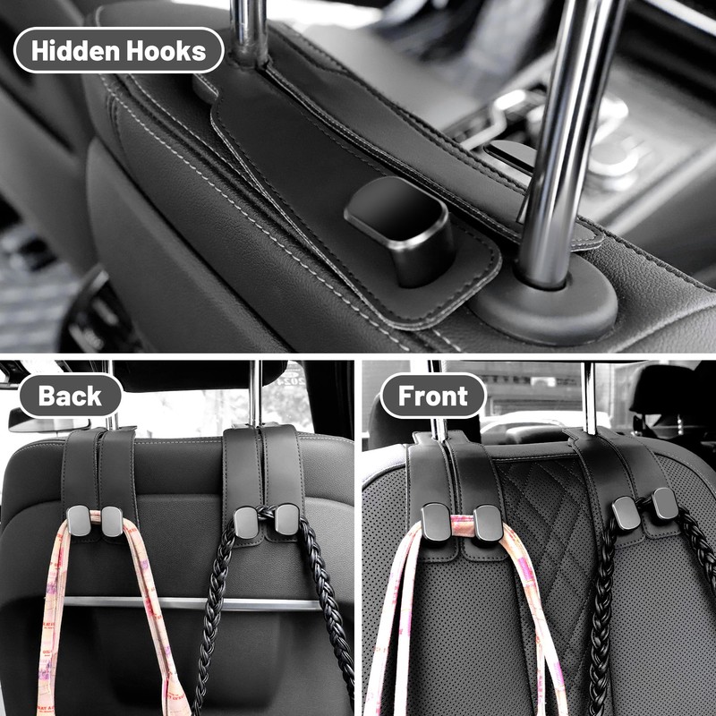 Amelity Car Seat Back Storage Hook, Car Hooks for Headrest,