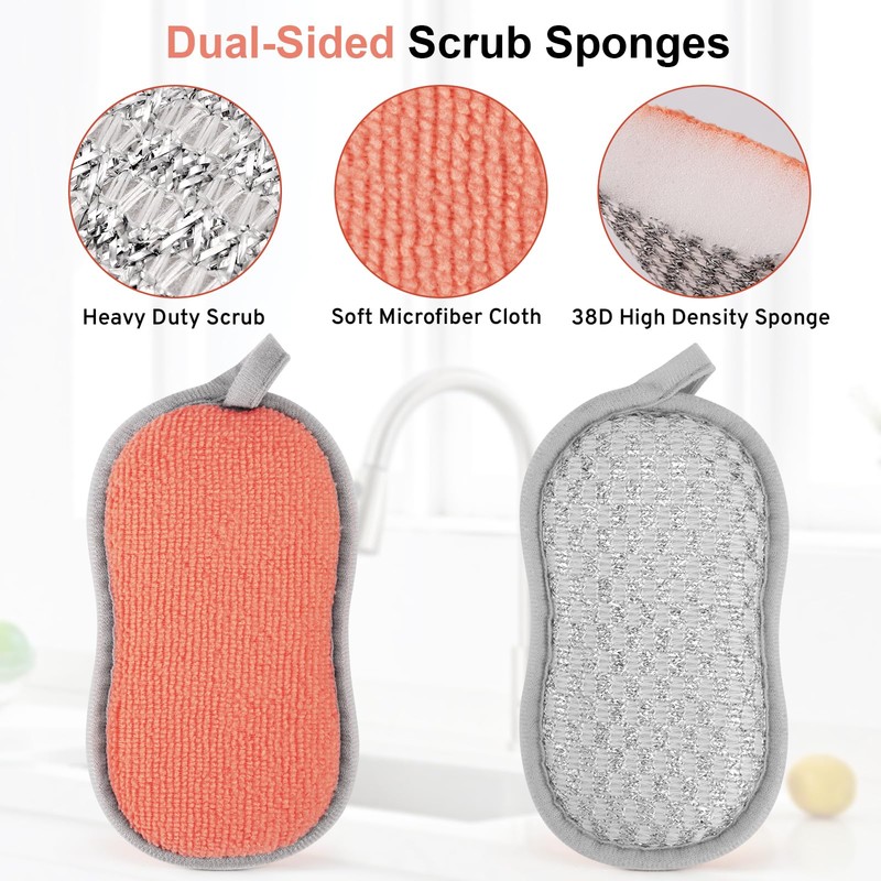 Kitchen Sponges for Washing Dishes, 1 Inch Thick Dual-Sided Dish