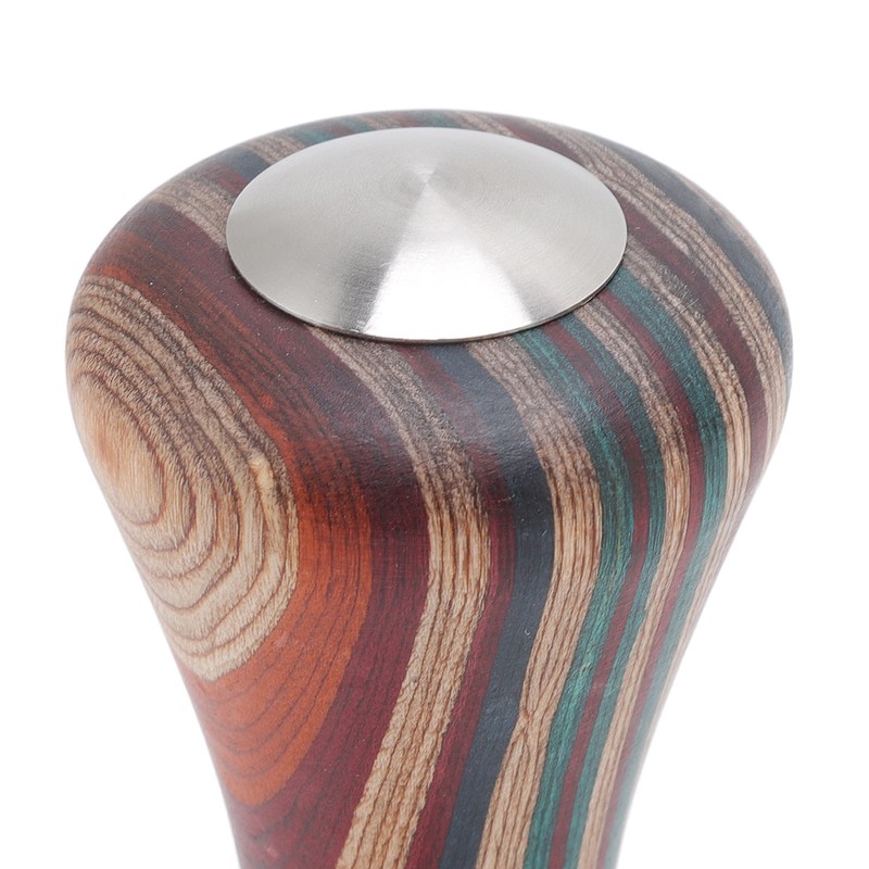Colorful Wood Coffee Flat Tamper Stainless Steel Base Powder Hammer