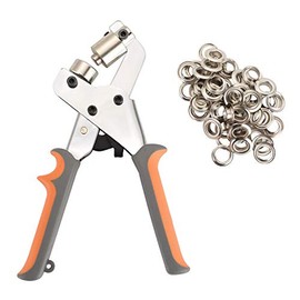 DASBET Grommet Handheld Hole Punch Plier | Portable Handheld Grommet Pliers Hand Press Tool with 500pcs Grommets of 3/8 Inch (10mm) Silver Eyelets