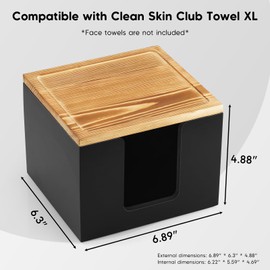 Disposable Facial Towel Holder Box - Wood Facial Container Compatible with Clean Skin Club Clean Towel XL - Towel Storage Makeup Organizer for Vanity, Bathroom Organization (Excluding Facial Towels)