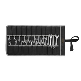 Wrench Roll Up Pouch (20 Slots), Portable Carry On Pouch Workshop Storage Woodworking Tools Organizer Bag Waxed Canvas Tool Roll & Black