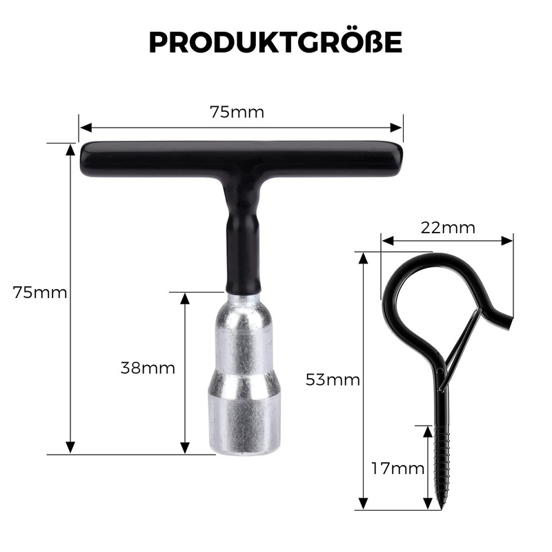 MOGADEE® Screw Hooks, Black, Hooks for Screwing 20 Pieces Ceiling