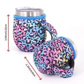 AJLTPA 4Pack Reusable Neoprene Insulated Sleeves With Handle For 12oz Stemless Wine Glass, 16oz Regular Mouth Pint Mason Jars (Animal Pattern)