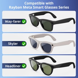 LED Light Cover for RayBan Meta Smart Glasses, Adjustable Light Blocker Compatible with Wayfarer, Skyler, Headliner Accessories, 2025 Lightweight Meta Glasses Flash Cover, Black, 2Pack