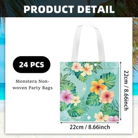KERINGO 24 PCS Hawaiian Party Favor Bags Hawaiian Gift Bags for Aloha Festival Beach Tropical Tiki Luau Goodie Bags with Handle Non Woven Summer Birthday Party Supplies