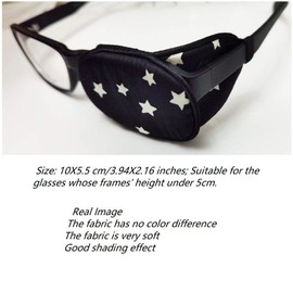 Kid/Adult Visual Acuity Recovery Silk Eye Cover, Training Amblyopia Strabismus Corrected Lazy Eye Patches for Glasses (White Stars on Blue)