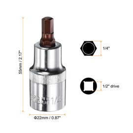 sourcing map 3pcs 1/4" Hex Bit Socket 1/2" Square Drive SAE Extension Impact Bit Power Nut Driver Set S2 & CR-V Steel Socket Ratchet Wrench Bits