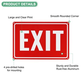 M METERXITY 1-Pack Exit Sign 12x8 Inch Aluminum Reflective Enter Here Signs Rust Free Waterproof Exit Signs for Business/Door[White Letters On Red Background]
