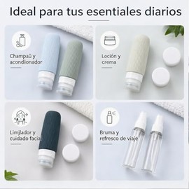 GeeRic 16 Pcs Botellas de Viaje Prueba de Fugas, Botellas de Portátiles de Aprobadas por la TSA Contenedores recipientes Botellas de viaje recargables