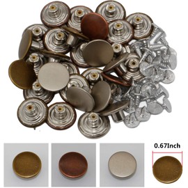 Metal Tack Buttons Kit - 30 Sets, 17 mm, DIY Customize Jeans Jackets, Pants & Trousers, Replacement Buttons with Install Tools