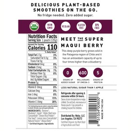 NOKA Superfood Pouches (Blueberry Beet) | 100% Organic Fruit And Veggie Smoothie Squeeze Packs | No Added Sugar, Non GMO, Gluten Free, Vegan, 5g Plant Protein | 4.2oz | 1 SAMPLE POUCH
