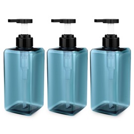Realand Shampoo and Conditioner Dispenser Set of 3, 17oz Refillable Shampoo Pump Bottles, Empty Body Wash Dispenser for Bathroom, Shower Soap Dispenser, Clear Blue