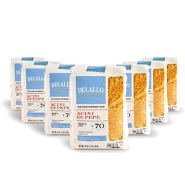 DeLallo Acini di Pepe Pasta, Pastina from Italy, Bronze Cut, Made Only with 100% Durum Wheat Semolina Flour, All Natural, Kosher, Non-GMO, Vegan, 1 Pound Bag, (7 Pack)