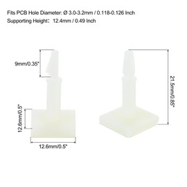 MECCANIXITY 55 Pcs Adhesive PCB Spacer, Sticky Nylon Insulated Standoffs for PCB Board, Supporting Height 0.49", Fits PCB Hole Dia 3mm to 3.2mm, White
