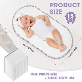 15 Pieces Washable Changing Pad Liners 12 x 24 Inch Waterproof Changing Table Covers Soft Reusable Leakproof Baby Changing Mat Large Portable Diaper Changing Pads Sheet Pack for Boys Girls (Gray)