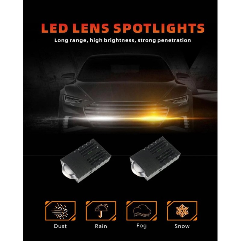 MYM-AUTO 2PC 160W Grile LED Light Pods Car Front Headlight