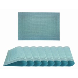 Placemats Set of 8, Washable PVC Vinyl Table Mats, Non-Slip Heat Resistant Kitchen Table Mats for Kitchen Dining Table Supplies (Blue)