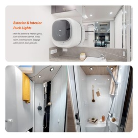 Dream lighting RV Light Fixtures RV Puck Lights Flush Mount LED Light 12v for RV Camper Boat Exterior Black Housing Cool White Lighting IP66 3.5 inch, Pack of 2