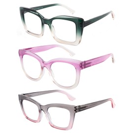 OuShiun 3 Pack Reading Glasses for Women Men, Fashionable Computer Readers with Spring Hinge, Stylish Multi-Style Combination(MIX3 +3.0)