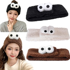 LONEEDY 3 Pack Velcro Face Wash Headband for Women Girls, Spa Facial Headband Makeup Skincare Hairband Soft Adjustable Cute Headband (Black+Beige+Brown, One Size)