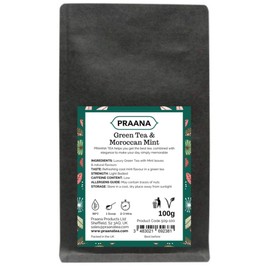 PRAANA TEA Green Tea with Moroccan Mint Leaves, 100 g