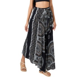 Joob Joob Long Boho Skirts for Women - Bohemian Hippie Maxi Summer Skirt Black