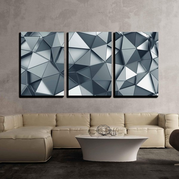wall26 Canvas Print Wall Art 3D Metal Polygon Surface Collage
