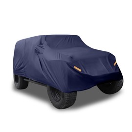 Partuto SUV Car Cover Fit for Jeep Wrangler JK JL 2 Door 2007-2021 Outdoor Waterproof Sun Rain Dust Wind Snow Protection 210D Oxford Navy Blue Replacement