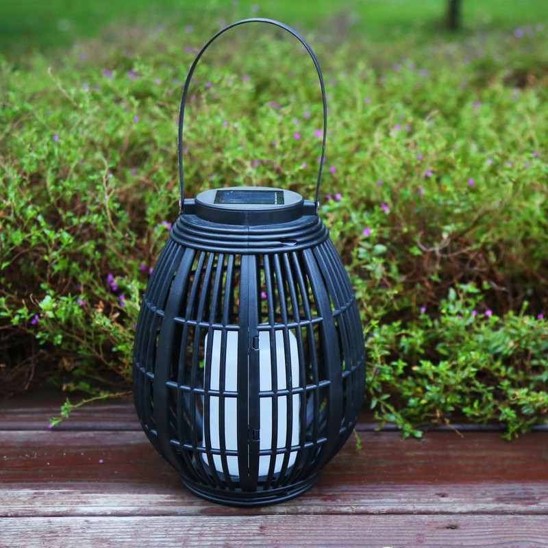 Solar Garden Lantern LED Outdoor Solar Lantern Waterproof Decorative Rattan