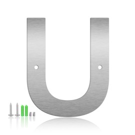 Monlyey 4 Inch Stainless Steel Floating Door Numbers and Metal Letters, Modern Silver Metal House and Mailbox Numbers, Sleek House Address Sign for Home, Apartment, and Garden Decor (Letter U)
