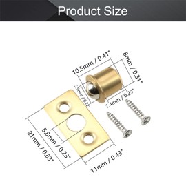 MroMax 5Pcs Closet Door Ball Catch Brass 0.31" Diameter Bearing Door Catch 8x10.5mm (DXH) with Strike Plate Furniture Fitting for Cabinet Closet Drawer